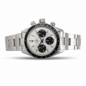 ROLEX : Raro Cosmograph Daytona ref 6263 in acciaio tasti a vite, carica manuale, ghiera tachimetrica in bachelite, quadrante argent�, contatori neri e bracciale Oyster  - Asta Orologi da Polso - Associazione Nazionale - Case d'Asta italiane