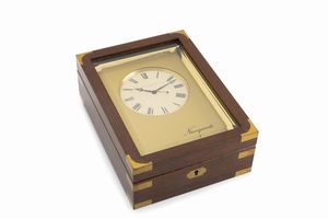 PATEK PHILIPPE : Naviquartz, Ref. 1200E Cronometro da marina in legno e ottone dorato con custodia originale in legno laccato, quadrante champagne con numeri Romani e lancette Breguet  - Asta Orologi da Polso - Associazione Nazionale - Case d'Asta italiane