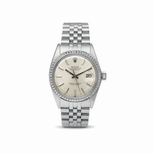 ROLEX - Iconico Datejust ref 1603 in acciaio, quadrante argent�, ghiera godronata, bracciale Jubilee corredato da scatola originale e garanzia