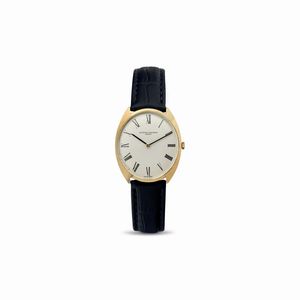 Vacheron & Constantin - Elegante orologio di forma tonneau in oro giallo 18k solo tempo carica manuale, quadrante Argent� con numeri Romani
