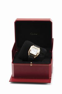 CARTIER : Santos in oro rosa 18k, movimento automatico con quadrante argent� e numeri romani, corredato da scatola e garanzia in ottimo stato di conservazione  - Asta Orologi da Polso - Associazione Nazionale - Case d'Asta italiane