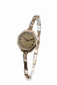 ROLEX : Raro orologio Marconi in oro rosa 9k della prima parte del XX secolo quadrante argent� flinqu� con numeri Romani, lancette in acciaio azzurrate  - Asta Orologi da Polso - Associazione Nazionale - Case d'Asta italiane