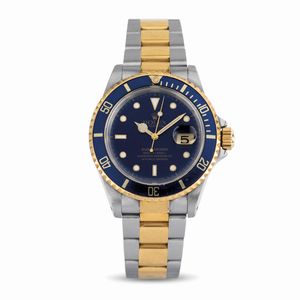 ROLEX - Submariner, ref 16613, acciaio e oro, quadrante Blu e movimento automatico con datario, ghiera girevole zigrinata unidirezionale