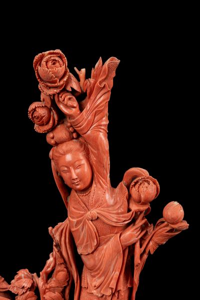 ☼GRANDE INTAGLIO IN CORALLO ROSSO SCUOLA DI PECHINO  - Asta Arte Orientale  - Associazione Nazionale - Case d'Asta italiane