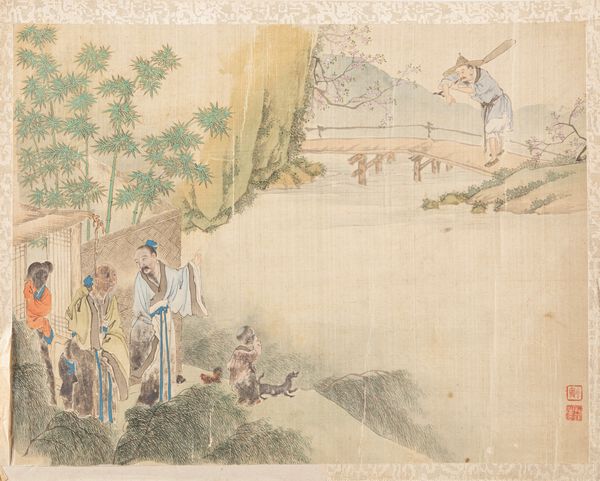 CINQUE DIPINTI SU SETA E UN VENTAGLIO DIPINTO SU CARTA  - Asta Arte Orientale  - Associazione Nazionale - Case d'Asta italiane