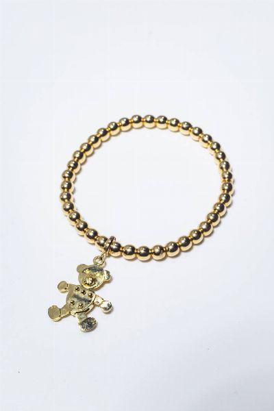 BRACCIALE : Peso gr 16 2 Diam. cm interno 5 5 composto da sfere in oro giallo con charms pendente a forma di orsetto con arti mobili.  - Asta Gioielli - Associazione Nazionale - Case d'Asta italiane