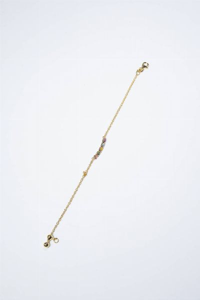 BRACCIALE : Peso gr 2 8 Lunghezza cm 17 in oro giallo con al centro inserto rigido con pietre fini a decoro.  - Asta Gioielli - Associazione Nazionale - Case d'Asta italiane