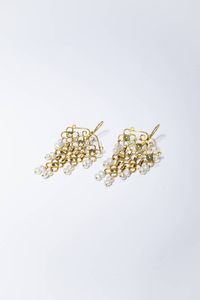 COPPIA ORECCHINI - Peso gr 10 9 pendenti  in oro giallo  con perline di fiume.