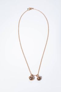 POMELLATO - Peso gr 12 7 Catena con ciondoli in oro rosa 9 Kt  firmati Pomellato a forma di campanelli con scritta Non ti  [..]