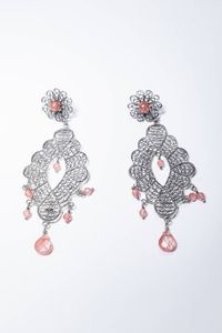 YVONE CHRISTA - Peso gr 17 9 Coppia di orecchini in argento 925/1000 firmati Yvone Christa  lavorati a filigrana a formare motivi  [..]