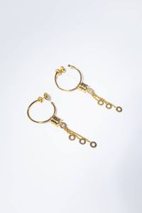 bulgari - Peso gr 17 4 Coppia di orecchini in oro giallo  firmati Bulgari  modello B.Zero1  a forma di cerchio con frange  [..]
