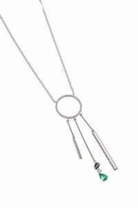 CATENA CON CIONDOLO - Peso gr 9 8 in oro bianco  con cerchio in diamanti taglio brillante per totali ct 0 53 ca  probabile colore G-H  [..]