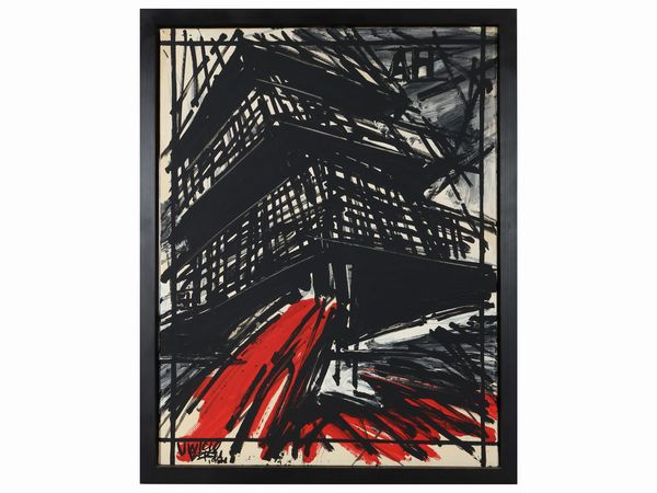 Vinicio Berti : Costruzione positiva antagonismo AH 1989  - Asta 	 Una casa fiorentina. Tra tradizione e modernit Arte moderna e contemporanea Raccolta di dipinti moderni e Design - II  - Associazione Nazionale - Case d'Asta italiane