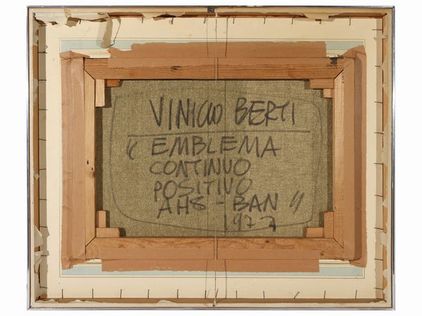 Vinicio Berti : Emblema continuo positivo AHS-BAN 1977  - Asta 	 Una casa fiorentina. Tra tradizione e modernit Arte moderna e contemporanea Raccolta di dipinti moderni e Design - II  - Associazione Nazionale - Case d'Asta italiane