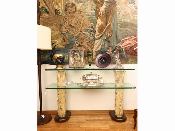 Consolle in legno laccato ad imitazione dell'avorio, attribuibile a Giovanni Gariboldi  - Asta 	 Una casa fiorentina. Tra tradizione e modernit� Arte moderna e contemporanea Raccolta di dipinti moderni e Design - II  - Associazione Nazionale - Case d'Asta italiane