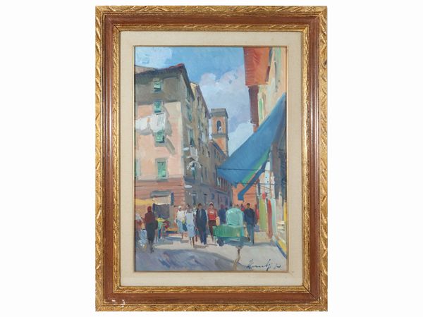 Piero Marchi : Piazza Cavallotti  - Asta 	 Una casa fiorentina. Tra tradizione e modernit Arte moderna e contemporanea Raccolta di dipinti moderni e Design - II  - Associazione Nazionale - Case d'Asta italiane