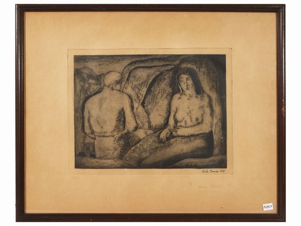 Carlo Carrà : Gli amanti 1927  - Asta 	 Una casa fiorentina. Tra tradizione e modernit Arte moderna e contemporanea Raccolta di dipinti moderni e Design - II  - Associazione Nazionale - Case d'Asta italiane