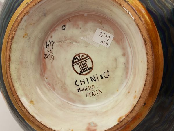 Vaso globulare in terracotta invetriata a lustro, Tito Chini  - Asta 	 Una casa fiorentina. Tra tradizione e modernit Arte moderna e contemporanea Raccolta di dipinti moderni e Design - II  - Associazione Nazionale - Case d'Asta italiane
