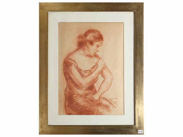 ROBERTO PUCCI : Ritratto femminile 1928  - Asta 	 Una casa fiorentina. Tra tradizione e modernit Arte moderna e contemporanea Raccolta di dipinti moderni e Design - II  - Associazione Nazionale - Case d'Asta italiane