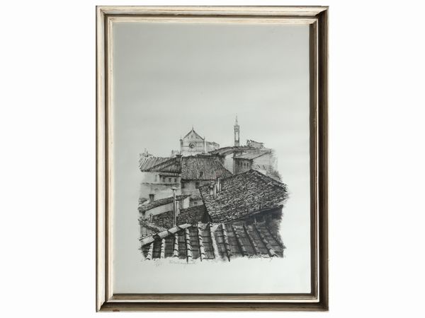 Folco Cianfanelli : Scorci di citt  - Asta 	 Una casa fiorentina. Tra tradizione e modernit Arte moderna e contemporanea Raccolta di dipinti moderni e Design - II  - Associazione Nazionale - Case d'Asta italiane