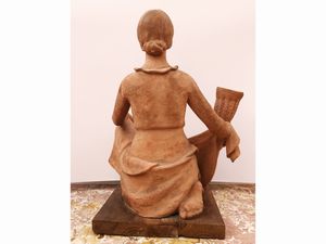 Giorgio Rossi : Donna con cornucopia 1930-1940  - Asta 	 Una casa fiorentina. Tra tradizione e modernit Arte moderna e contemporanea Raccolta di dipinti moderni e Design - II  - Associazione Nazionale - Case d'Asta italiane