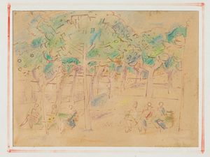 Moses Levy - Scorcio di parco con figure