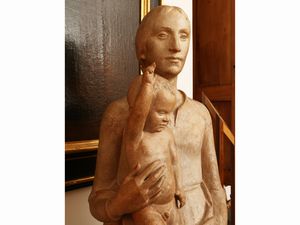 Giorgio Rossi : Madonna con Bambino 1938  - Asta 	 Una casa fiorentina. Tra tradizione e modernit Arte moderna e contemporanea Raccolta di dipinti moderni e Design - II  - Associazione Nazionale - Case d'Asta italiane
