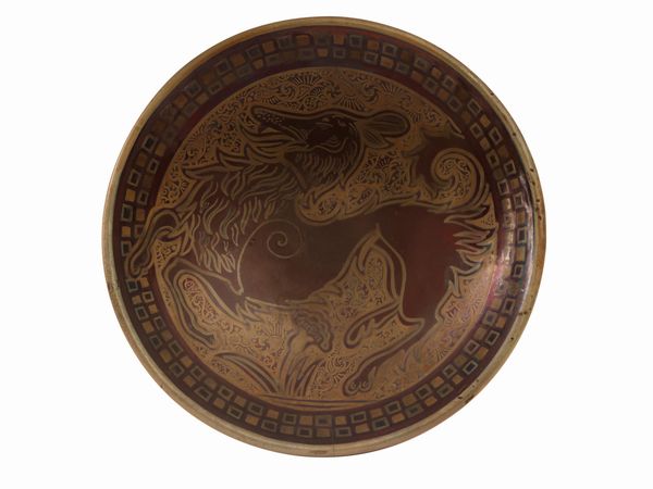 Piatto in terracotta smalata, Manifattura Chini Mugello  - Asta Una casa fiorentina. Tra tradizione e modernit Le collezioni, i dipinti, gli arredi - III  - Associazione Nazionale - Case d'Asta italiane