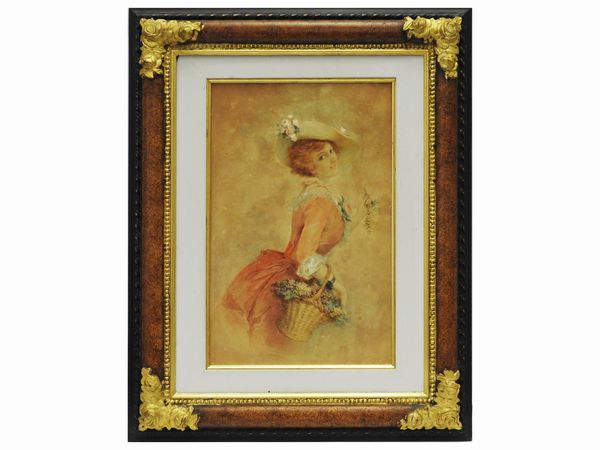 LUIGI ROSSI : Ritratto di donna con cesto di fiori  - Asta Una casa fiorentina. Tra tradizione e modernit Le collezioni, i dipinti, gli arredi - III  - Associazione Nazionale - Case d'Asta italiane