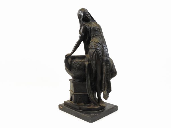 Fanciulla araba al pozzo, da un modello di Arthur Waagen  - Asta Una casa fiorentina. Tra tradizione e modernit Le collezioni, i dipinti, gli arredi - III  - Associazione Nazionale - Case d'Asta italiane