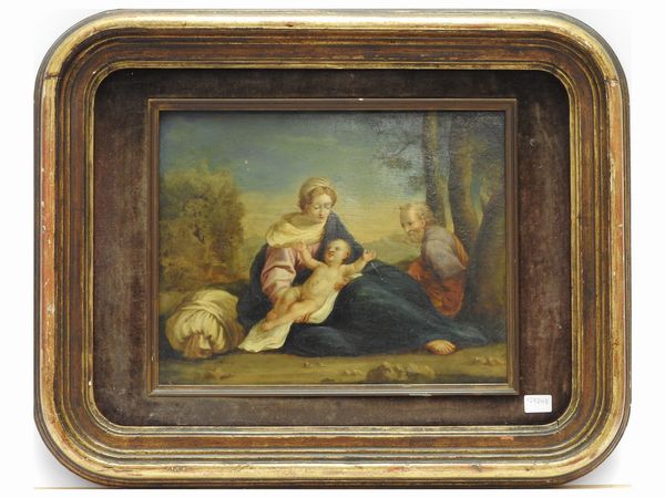 Da Simone Cantarini : Riposo durante la fuga in Egitto  - Asta Una casa fiorentina. Tra tradizione e modernit Le collezioni, i dipinti, gli arredi - III  - Associazione Nazionale - Case d'Asta italiane