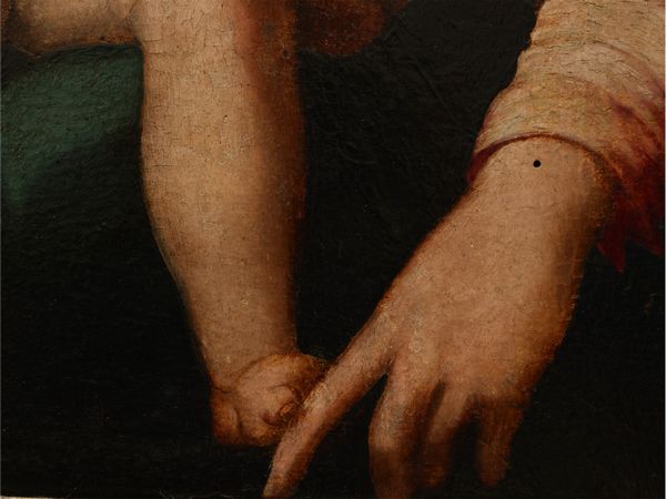 Bottega di Michele Tosini : Madonna con Bambino e San Giovannino  - Asta Una casa fiorentina. Tra tradizione e modernit Le collezioni, i dipinti, gli arredi - III  - Associazione Nazionale - Case d'Asta italiane