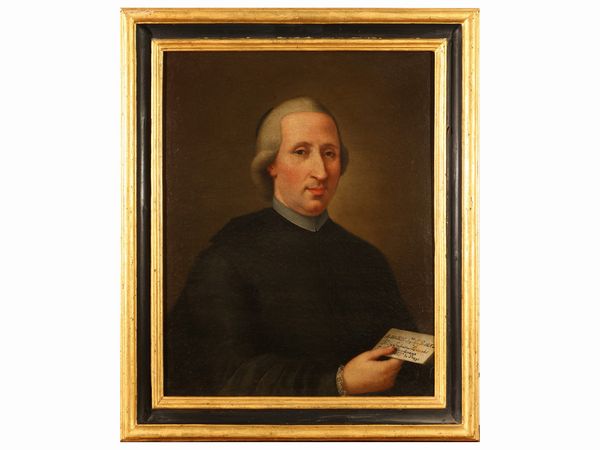 Scuola dell'Italia centrale : Ritratto di prelato con lettera  - Asta Una casa fiorentina. Tra tradizione e modernit Le collezioni, i dipinti, gli arredi - III  - Associazione Nazionale - Case d'Asta italiane