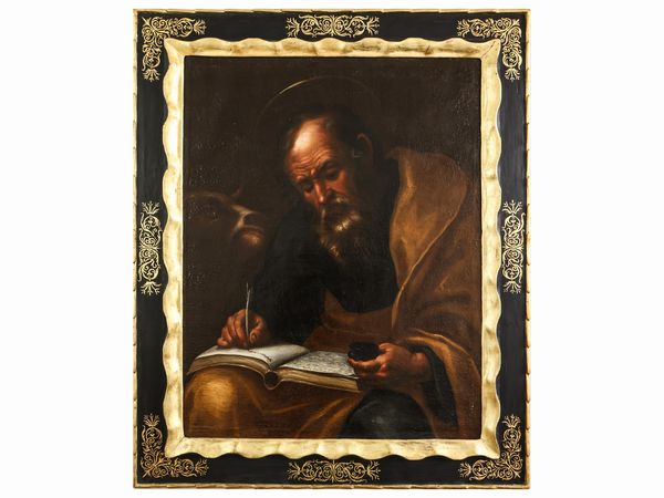 Scuola toscana del XVIII secolo : San Luca evangelista  - Asta Una casa fiorentina. Tra tradizione e modernit� Le collezioni, i dipinti, gli arredi - III  - Associazione Nazionale - Case d'Asta italiane