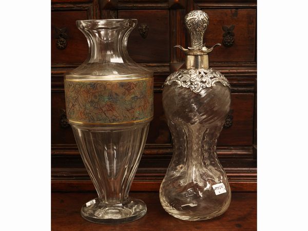 Bottoglia da vino in vetro soffiato rilegata in argento  - Asta Una casa fiorentina. Tra tradizione e modernit� Le collezioni, i dipinti, gli arredi - III  - Associazione Nazionale - Case d'Asta italiane