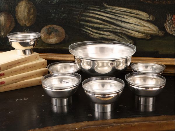 Set da caviale in metallo argentato, Teghini  - Asta Una casa fiorentina. Tra tradizione e modernit Le collezioni, i dipinti, gli arredi - III  - Associazione Nazionale - Case d'Asta italiane