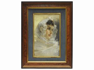 Scuola francese - Donna con velo bianco