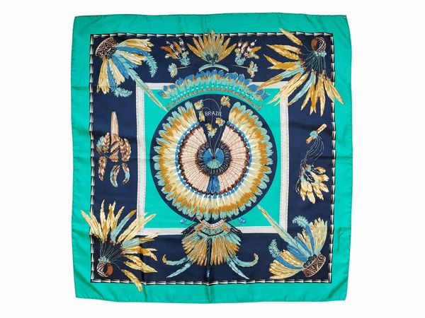 Herms,Brazil, Foulard in seta  - Asta Vintagemania - Associazione Nazionale - Case d'Asta italiane