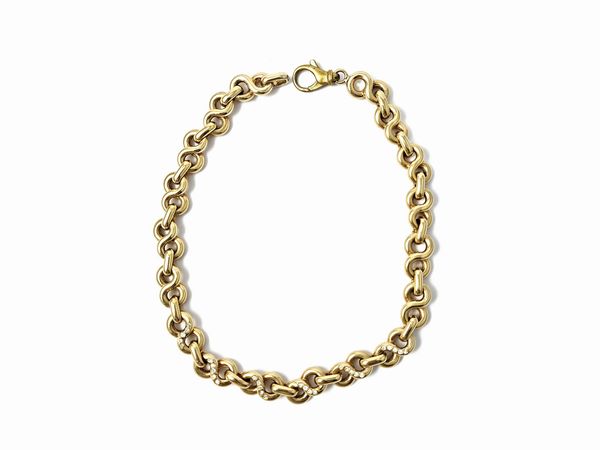 Collana a catena in metallo giallo e strass incolore  - Asta Vintagemania - Associazione Nazionale - Case d'Asta italiane