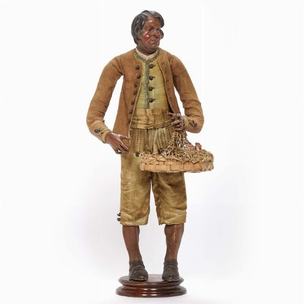 VENDITORE DI POLLI, NAPOLI, FINE SECOLO XVIII  - Asta ASTA A TEMPO | PASTORI DA PRESEPE NAPOLETANI DA UN'IMPORTANTE COLLEZIONE TOSCANA - Associazione Nazionale - Case d'Asta italiane