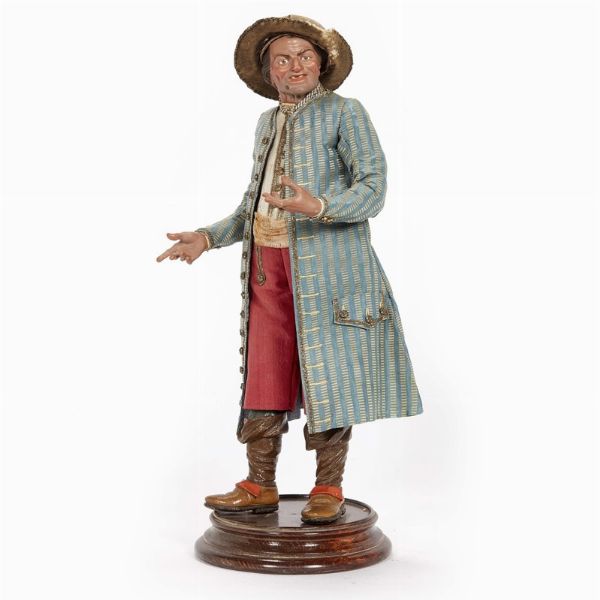 POPOLANO CON PORRO, NAPOLI, FINE SECOLO XVIII  - Asta ASTA A TEMPO | PASTORI DA PRESEPE NAPOLETANI DA UN'IMPORTANTE COLLEZIONE TOSCANA - Associazione Nazionale - Case d'Asta italiane