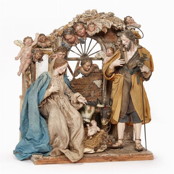 GRUPPO DELLA NATIVIT, NAPOLI, SECOLI XVIII/XIX  - Asta ASTA A TEMPO | PASTORI DA PRESEPE NAPOLETANI DA UN'IMPORTANTE COLLEZIONE TOSCANA - Associazione Nazionale - Case d'Asta italiane