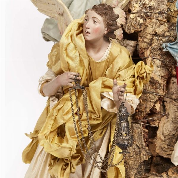 GRUPPO DI ANGELI CON PUTTINO, NAPOLI, FINE SECOLO XVIII  - Asta ASTA A TEMPO | PASTORI DA PRESEPE NAPOLETANI DA UN'IMPORTANTE COLLEZIONE TOSCANA - Associazione Nazionale - Case d'Asta italiane