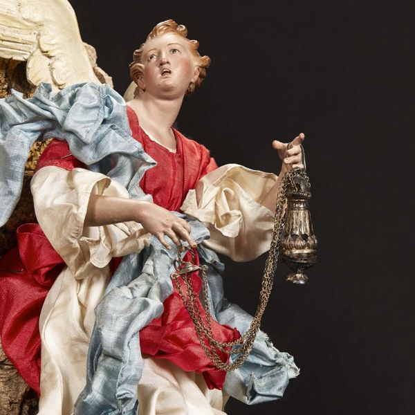 GRUPPO DI ANGELI CON PUTTINO, NAPOLI, FINE SECOLO XVIII  - Asta ASTA A TEMPO | PASTORI DA PRESEPE NAPOLETANI DA UN'IMPORTANTE COLLEZIONE TOSCANA - Associazione Nazionale - Case d'Asta italiane