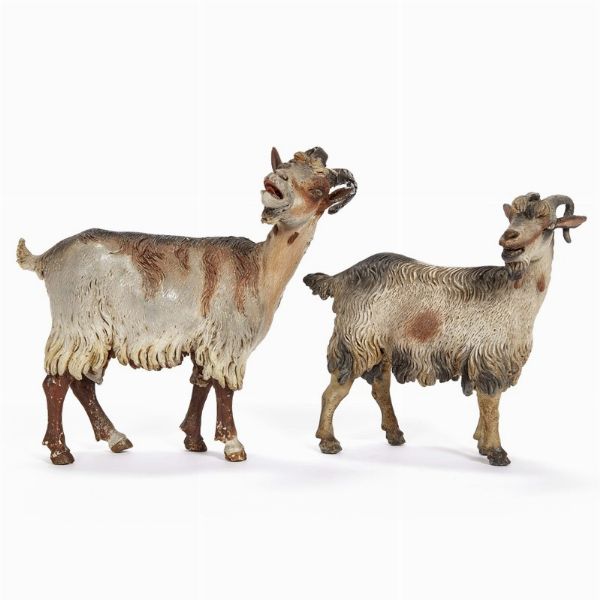 COPPIA DI CAPRE, NAPOLI, SECOLI XVIII/XIX  - Asta ASTA A TEMPO | PASTORI DA PRESEPE NAPOLETANI DA UN'IMPORTANTE COLLEZIONE TOSCANA - Associazione Nazionale - Case d'Asta italiane