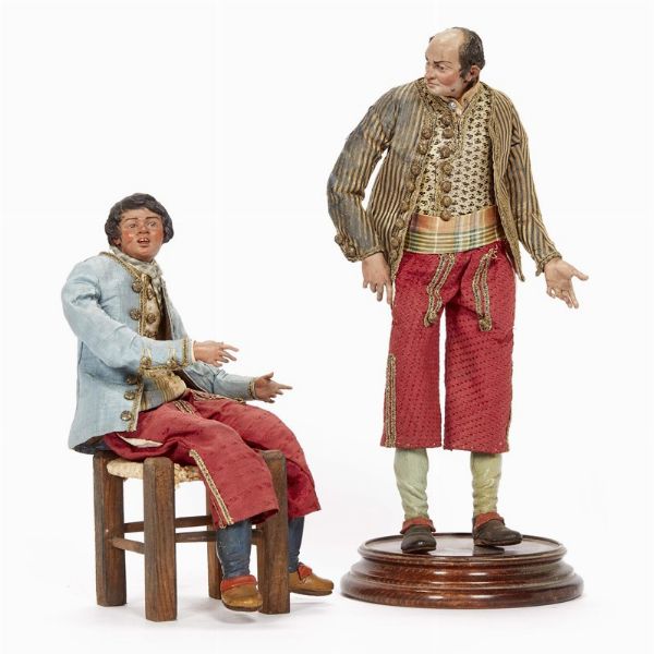 DUE POPOLANI, NAPOLI, SECOLI XVIII/XIX  - Asta ASTA A TEMPO | PASTORI DA PRESEPE NAPOLETANI DA UN'IMPORTANTE COLLEZIONE TOSCANA - Associazione Nazionale - Case d'Asta italiane