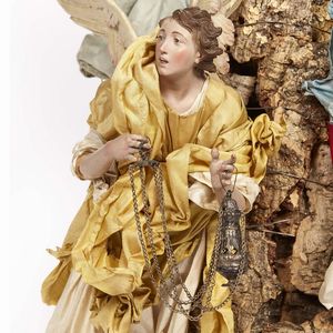 GRUPPO DI ANGELI CON PUTTINO, NAPOLI, FINE SECOLO XVIII  - Asta ASTA A TEMPO | PASTORI DA PRESEPE NAPOLETANI DA UN'IMPORTANTE COLLEZIONE TOSCANA - Associazione Nazionale - Case d'Asta italiane