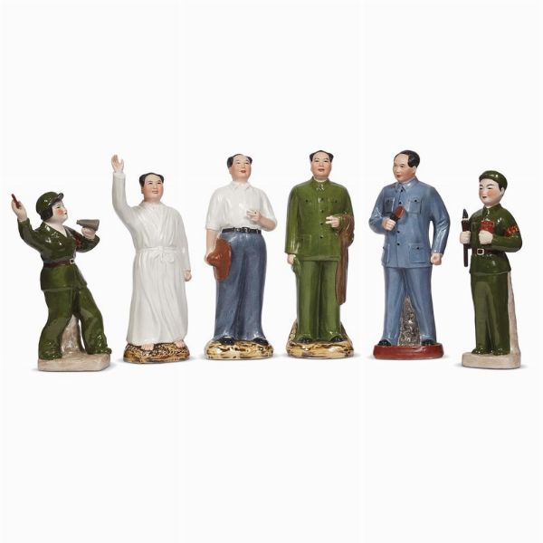 GRUPPO DI SEI FIGURE, CINA, ANNI 60-70  - Asta Arte Orientale - Associazione Nazionale - Case d'Asta italiane