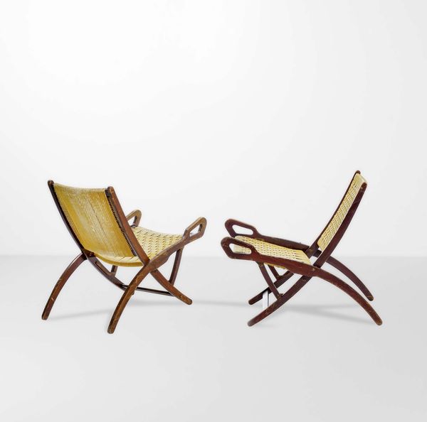 GIO PONTI : Due poltrone pieghevoli mod. Ninfea  - Asta Design - Associazione Nazionale - Case d'Asta italiane