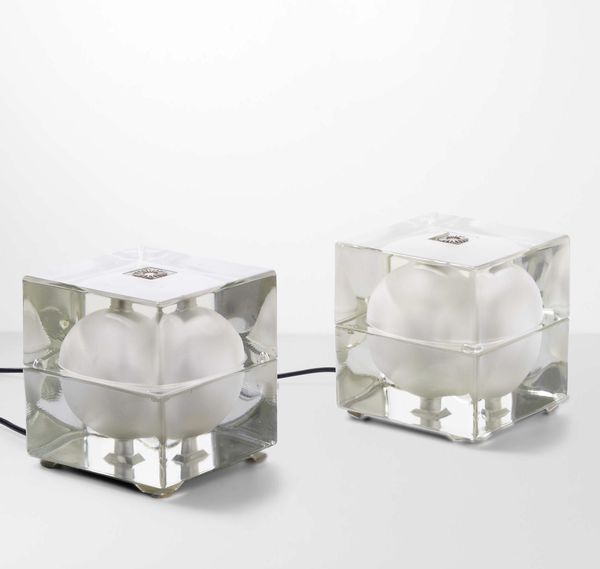 ALESSANDRO MENDINI : Due lampade da tavolo mod. Cubosfera  - Asta Design - Associazione Nazionale - Case d'Asta italiane